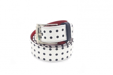 Sevilla model belt made of nappa leather and black polka dots