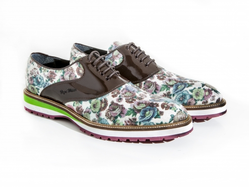  Nuovo marrone model sneaker, made in glitter roses III and brown patent leather.