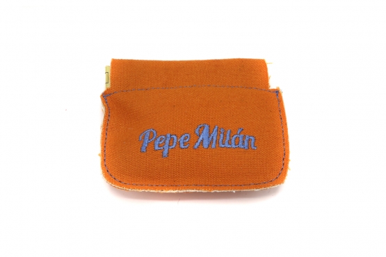 Carrot model purse, manufactured in Lino Naranja & Milano Caribe Vivoz Azul