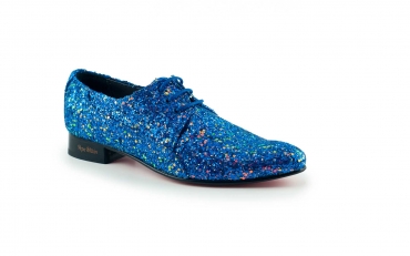Blue Festival model shoe, made in blue windy glitter