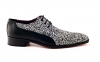 Party model shoe, manufactured in black-white glitter and black nappa.