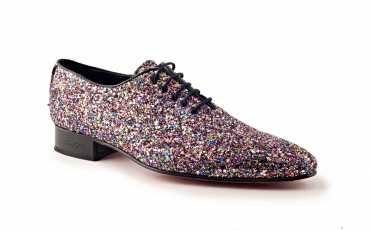 Star model shoe, manufactured in multicolored glitter