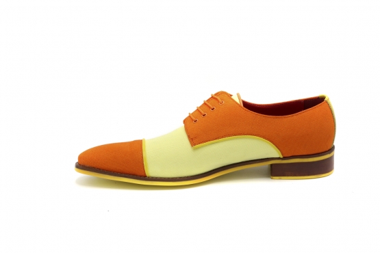 Zapato modelo Lemon, fabricado en Lino Amarillo & Naranja - Napa Naranja