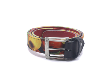 Delicious model belt, manufactured in Raso Fantasia Manzanas