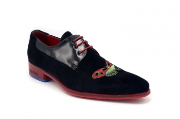 Shoe model Satisfaction, manufactured in TERCIOPELO NEGRO CH. NEGRO BORD. MARIPOSA