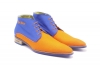 Zapato modelo Grape, fabricado en Lino Naranja & Milano Caribe - Napa Azul Milán