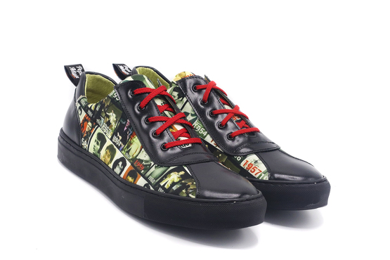 Zapato modelo Mind Cab, fabricado en Napa Negra Fantasia Elvis