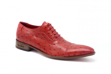 Zapato modelo Freleng, fabricado en Avestruz Roja 