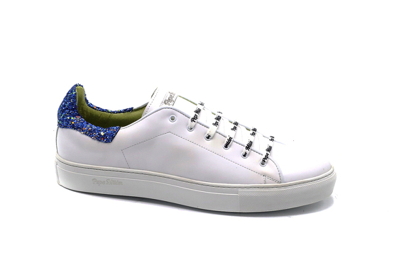 Sneaker modelo Pugh Sra, fabricado en Napa Blanca & Alcolchado Glitter