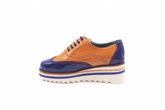 Africa model sneakers made of mandarin patent leather and blue patent leather