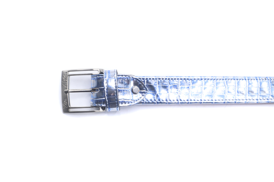 Cinturón modelo Super C, fabricado en Napa Azul Espejo