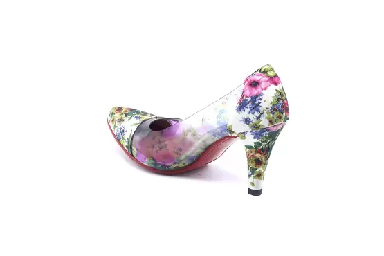 Modèle de chaussure Flowers 2, fabriqué en Fantaisie 522 Vinyle Transparent en 522