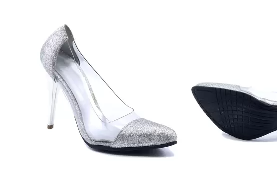 Particles model shoe, manufactured in Fantasy Plata Clear Vinyl