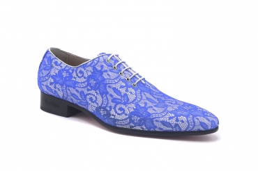 Zapato modelo Londei, fabricado en Blonda Azul Plata 