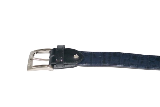 Modèle de ceinture Aris, fabriqué en Croco Patent Marino Napa Navi