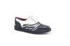 Zapato modelo Gilly, fabricado en  Factor Negro Cebra Negra y Blanca Charol Blanco