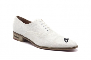 Boda Shoe model, manufactured in Encaje Blanco Bordado Alianza