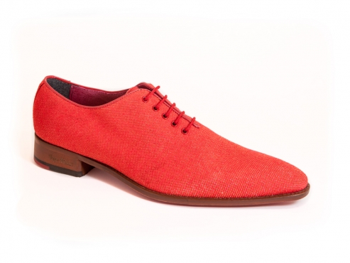 Zapato modelo Afternoon, fabricado en textil pichu rojo