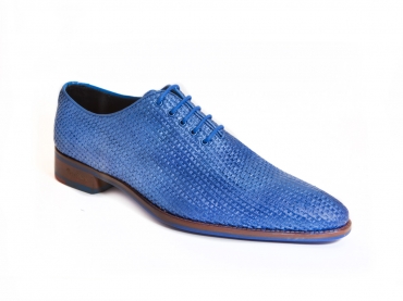Zapato modelo Mareum, fabricado en Trenzado Azul Metal