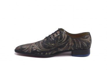 Zapato modelo Duhe, fabricado en Napa Casimir Marron Vivo Negro