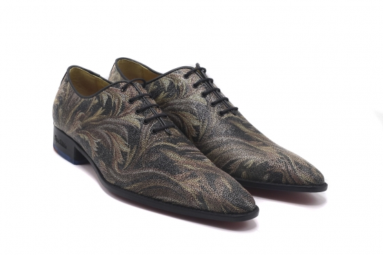Zapato modelo Duhe, fabricado en Napa Casimir Marron Vivo Negro