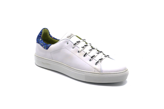 Sneaker modelo Pugh Sra, fabricado en Napa Blanca & Alcolchado Glitter