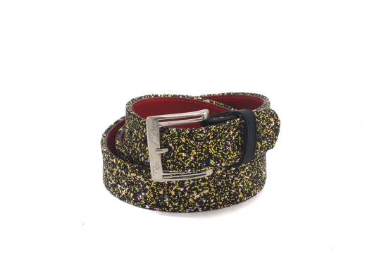 Cinturón modelo Brilli, fabricado en Glitter Pary Amarillo