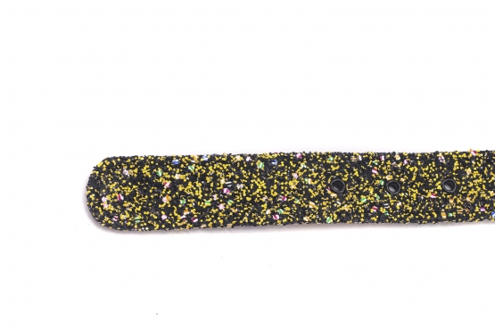 Brilli model belt, manufactured in Glitter Pary Amarillo