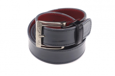 Ceinture modèle Lord En cuir verni noir et gris plomb,