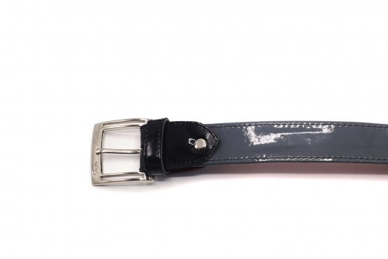 Lord model belt Made of black and lead gray patent leather