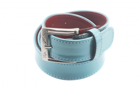 Maldivas model belt Made of turquoise metal patent leather
