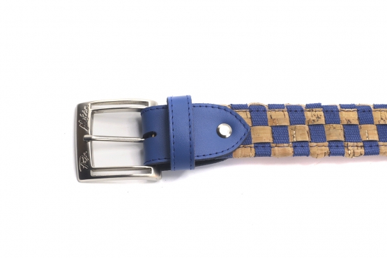 Cinturón modelo Arya, fabricado en Corcho Canasta Azul