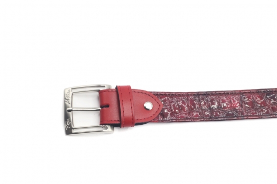 Modèle de ceinture Lux, fabriqué en Croco Patent Rojo_445 Napa Roja