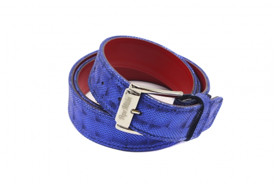 Grennan model belt, manufactured in Galu Escarlata Azul