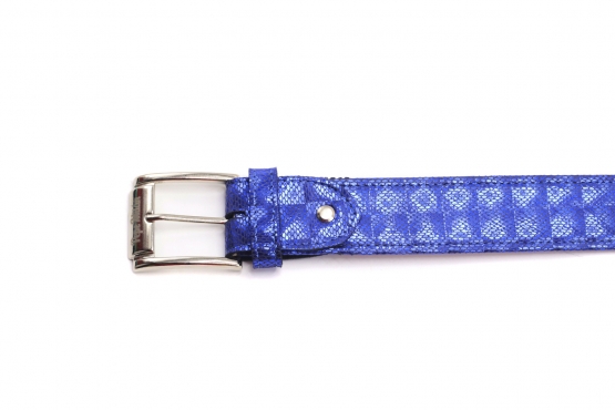 Cinturón modelo Grennan, fabricado en Galu Escarlata Azul