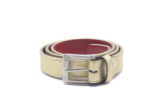 Modèle de ceinture Sand C, fabriqué en Piel Flamingo Oro Vivo Oro