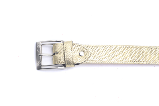 Modèle de ceinture Sand C, fabriqué en Piel Flamingo Oro Vivo Oro