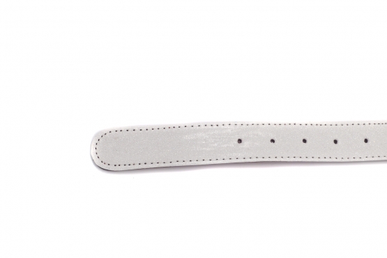 Cinturón modelo Nella, fabricado en Glitter Blanco y Charol Blanco