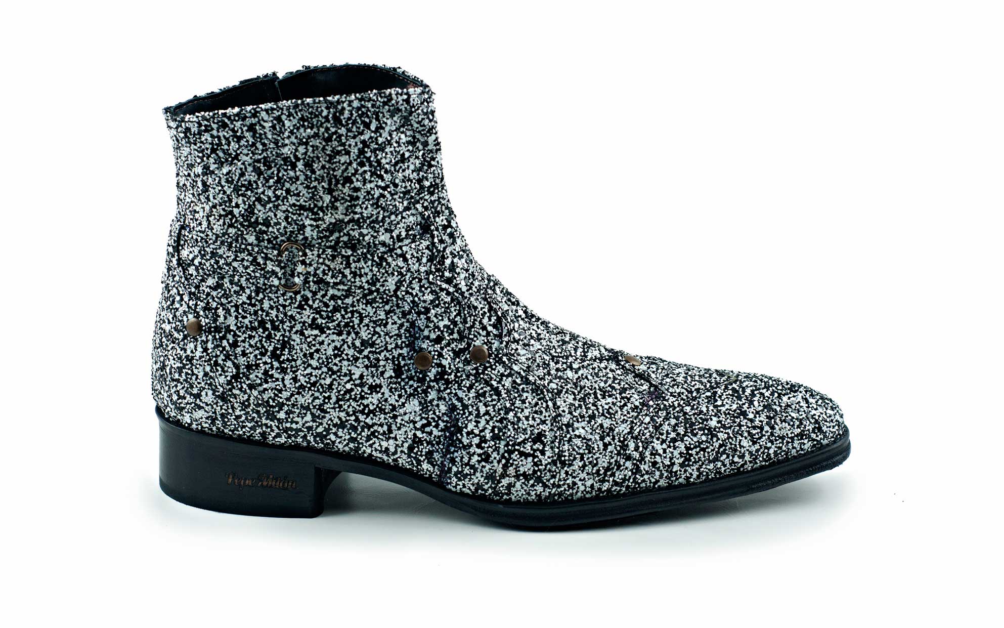 white glitter booties