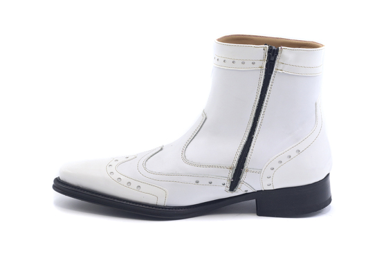 Elvis model bootie, made in CHAROL Blanco - Bordado en hilo dorado