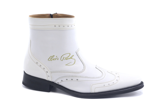 Elvis model bootie, made in CHAROL Blanco - Bordado en hilo dorado