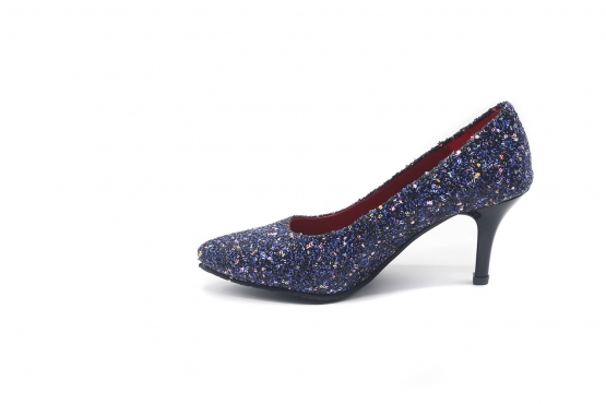 Albany Shoe model, manufactured in Glitter Party Blue