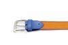 Tanger model belt, manufactured in Lino Naranja & Milano Caribe Vivos Azul