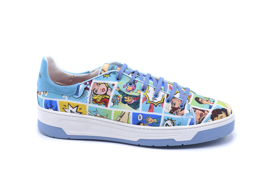 Sneaker model Lir Cab, manufactured in Fantasia Comic Quilt Serraje Azul