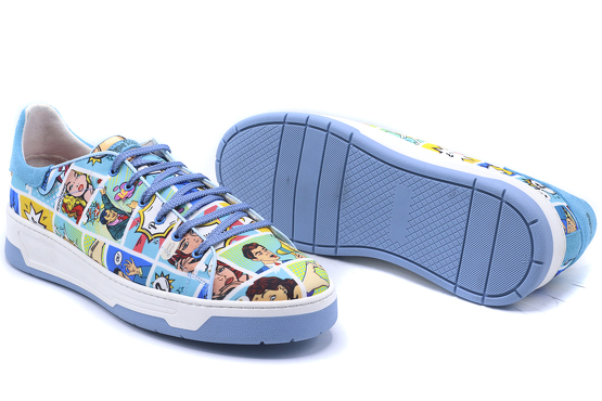 Sneaker model Lir Cab, manufactured in Fantasia Comic Quilt Serraje Azul