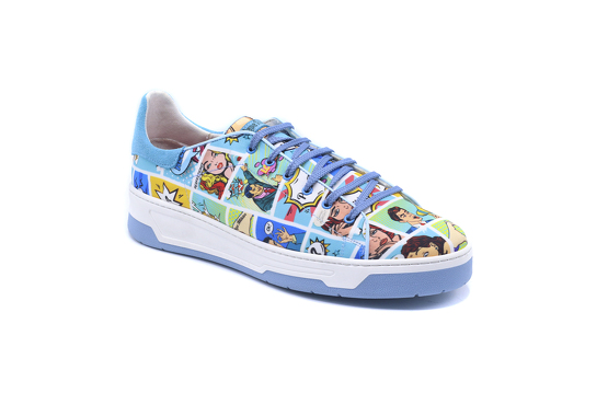 Sneaker modelo Lir Sra, fabricado en Fantasia Comic Quilt Serraje Azul 