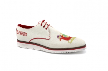 Zapato modelo Gifts, fabricado en Glitter Blanco Bordado Navidad 4