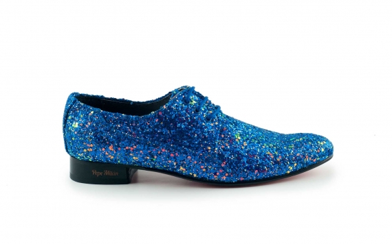 Zapato modelo Blue Festival, fabricado en glitter windy azul