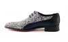 Party model shoe, manufactured in black-white glitter and black nappa.