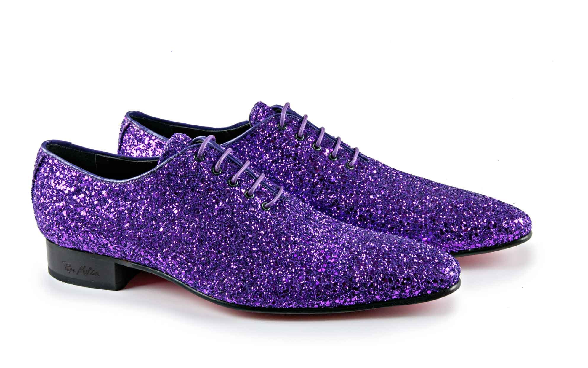 purple sequin shoes